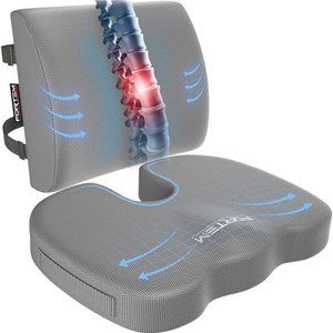 Chair Cushion, Lumbar Support Pillow for Chair (Grey, Mesh)